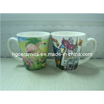 V-Shaped Ceramic Mugs, 12oz